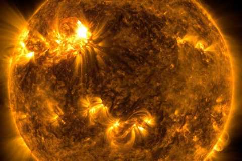 sun emits solar flare;  Great photo taken by NASA