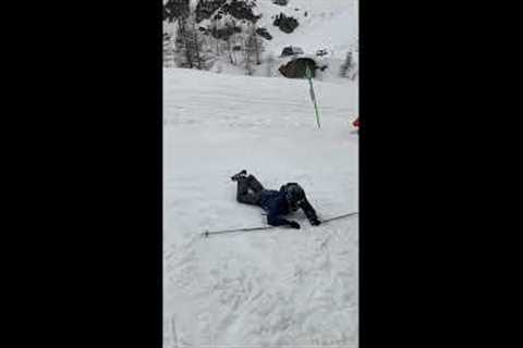 Attempt at a ski jump which ends with a fail