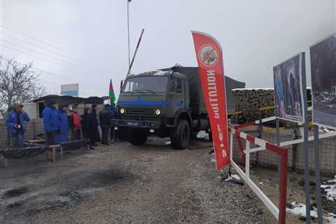 Automobiles of Russian peacekeepers transfer freely alongside Azerbaijan’s Lachin-Khankendi highway ..