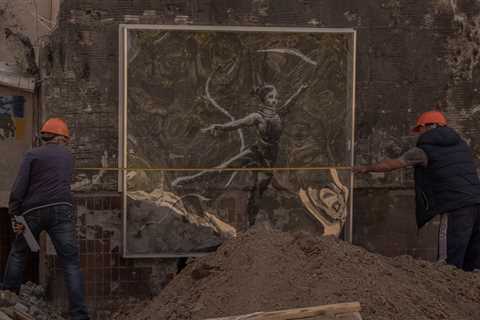 Banksy artworks in Ukraine put under screens after thefts of priceless pieces mystery artist..