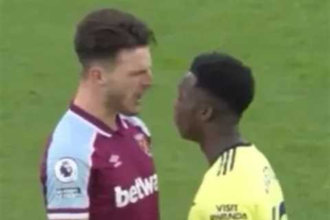 Footage caught angry Declan Rice exchange with Eddie Nketiah and Arsenal fans think they know what..