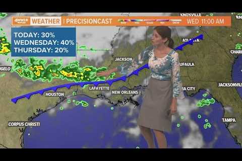 Spotty rain around this week as a weak front moves in