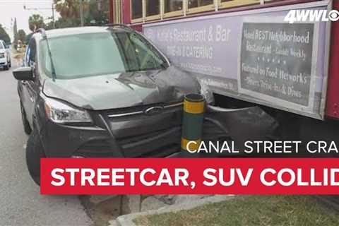 Streetcar collides with car on Canal Street