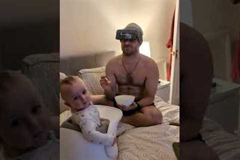 Dad finds a clever way to grab baby's attention