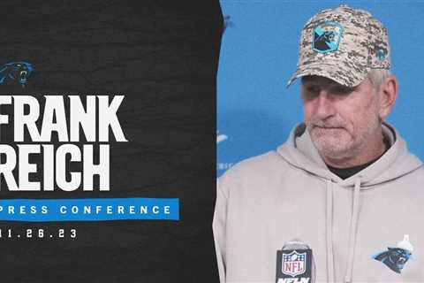 Frank Reich speaks to the media after the Titans game