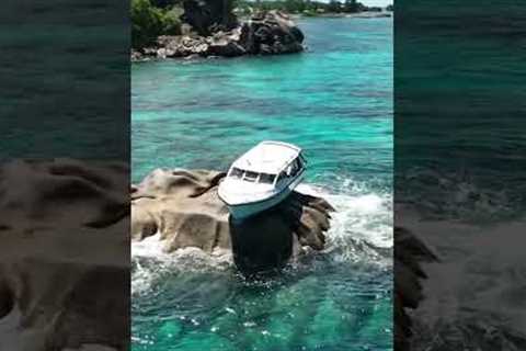 Boat Gets Bizarrely Stuck on a Rock