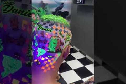 Barber turns client's hair into flashing neon lights