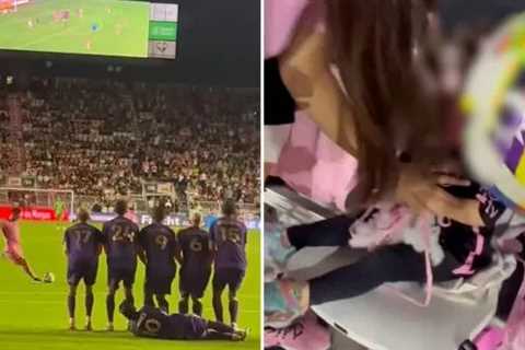 Father’s brilliant reaction to toddler being hit by Lionel Messi’s wayward free-kick