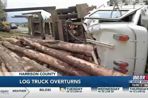 Harrison County Fire Rescue, AMR respond to log truck accident in Gulfport