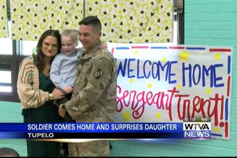 Soldier surprised daughter at school Friday morning in Tupelo