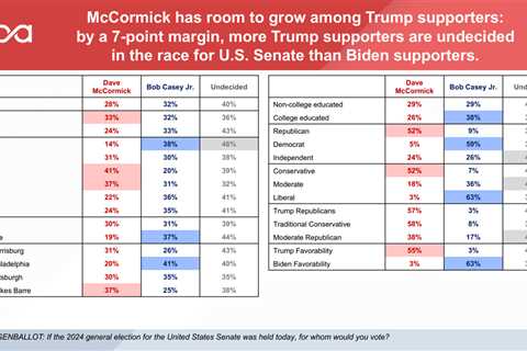 Poll: 2 in 5 Undecided on Casey vs. McCormick