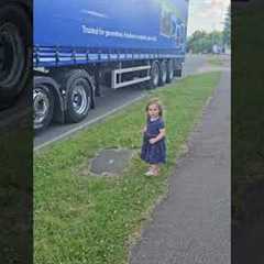 Adorable Girl Welcomes Trucker Dad Home