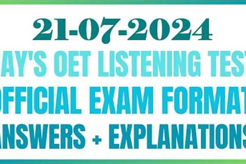 JAY''S 2ND CHANNEL - OET LISTENING TEST 21.07.2024 #oet #oetexam #oetnursing #oetlisteningtest