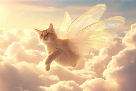 Dream of a Cat Flying With Wings in a Sky Full of Clouds