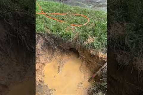 Clearing Blocked Culvert Drain With Tire - Satisfying!