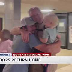 Members of 186th Air Refueling Wing welcomed back home