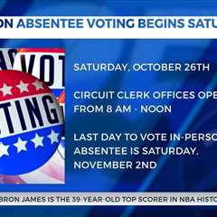 In-person absentee voting begins Saturday, October 26th