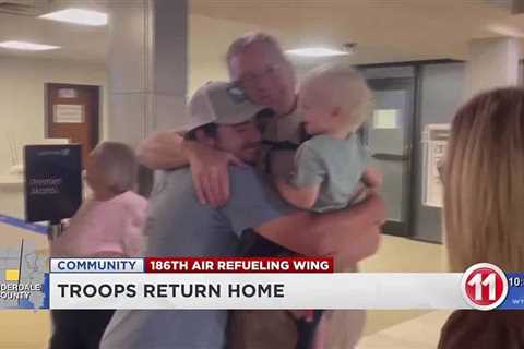 Members of 186th Air Refueling Wing welcomed back home