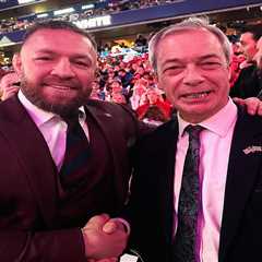 Nigel Farage poses with Conor McGregor at Trump rally